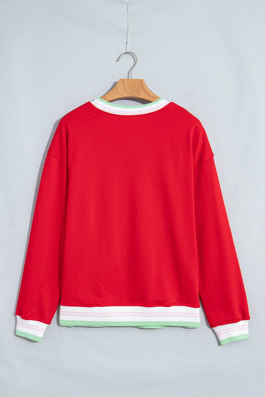 Stripe Contrast Trim Drop Shoulder Sweatshirt