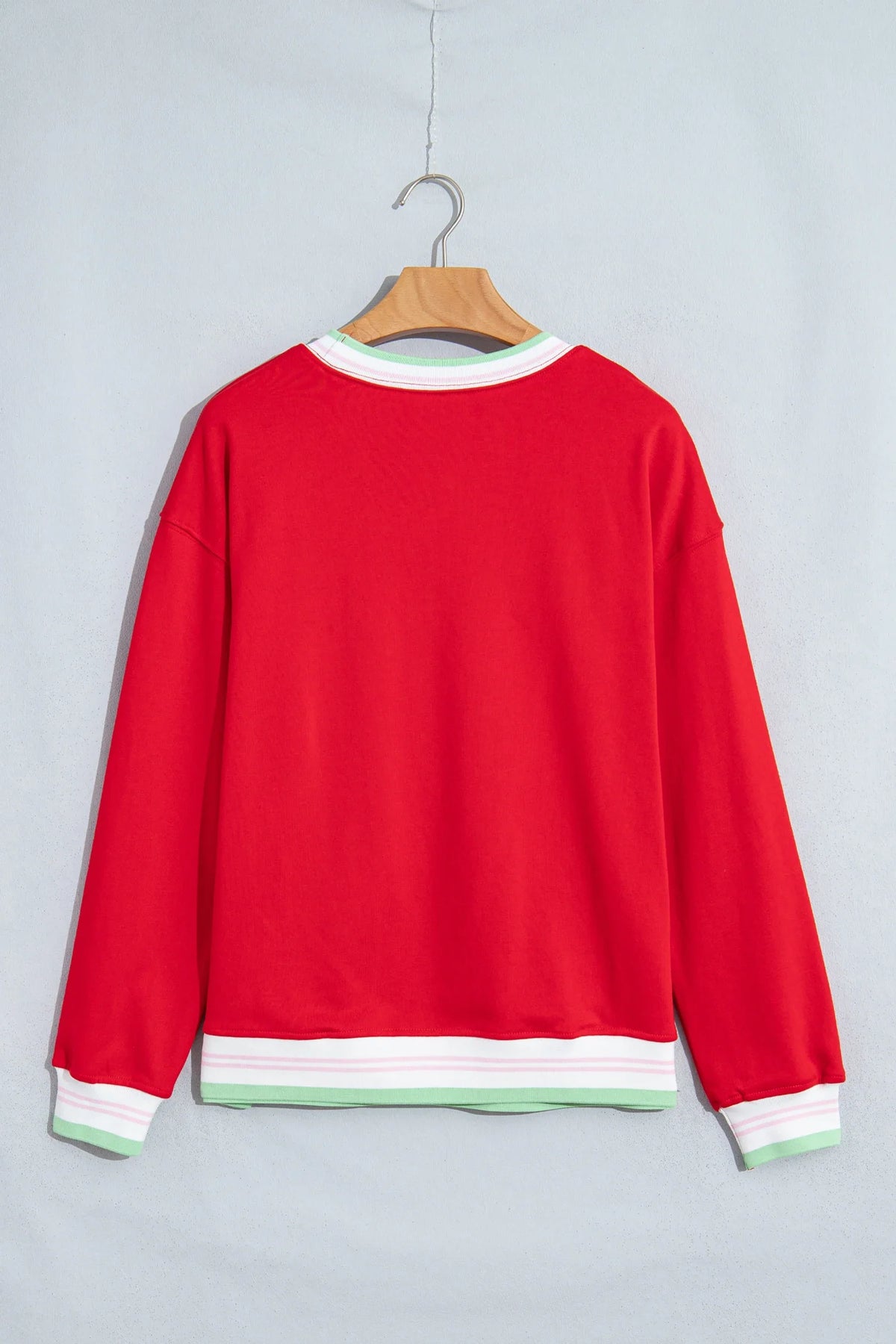 Stripe Contrast Trim Drop Shoulder Sweatshirt