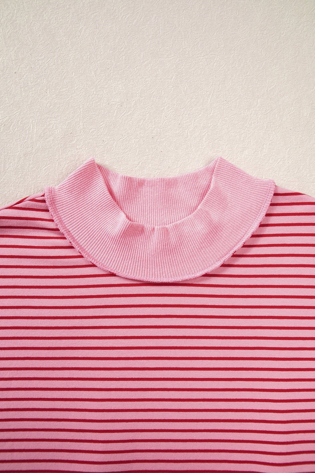 Stripe Ribbed Mock Neck Oversized Sweatshirt