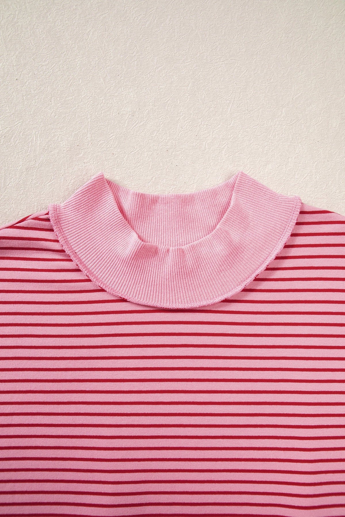 Stripe Ribbed Mock Neck Oversized Sweatshirt