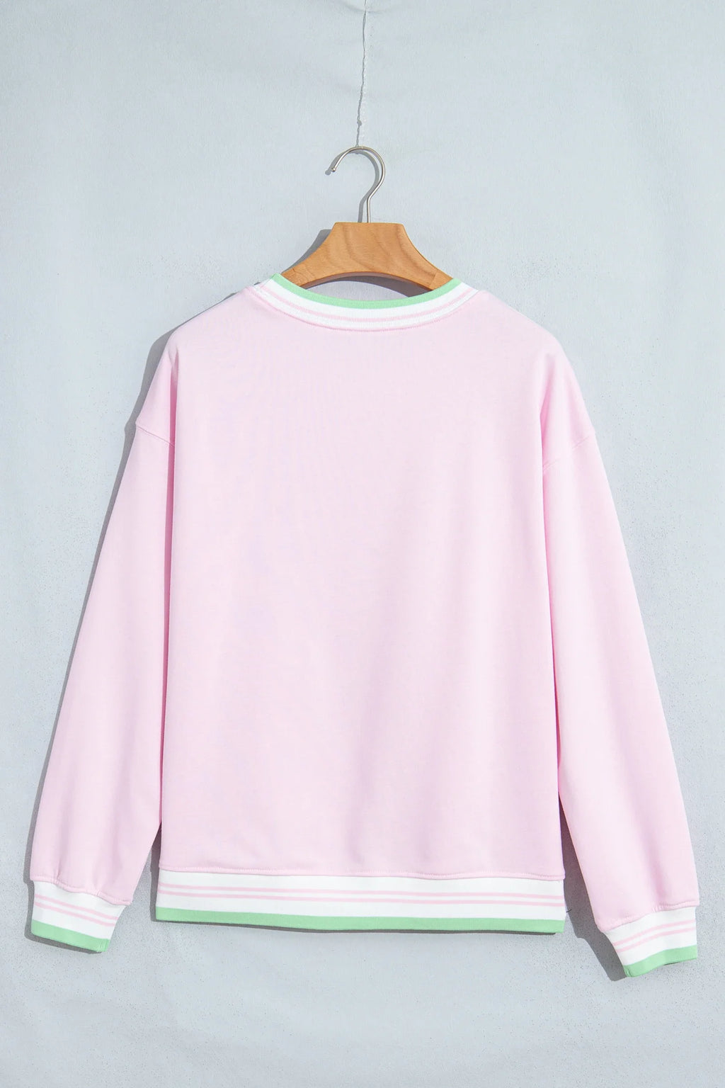 Stripe Contrast Trim Drop Shoulder Sweatshirt