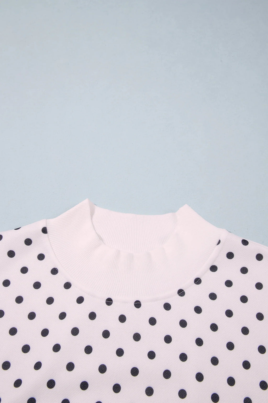 Polka Dot Mock Neck Drop Shoulder Sweatshirt