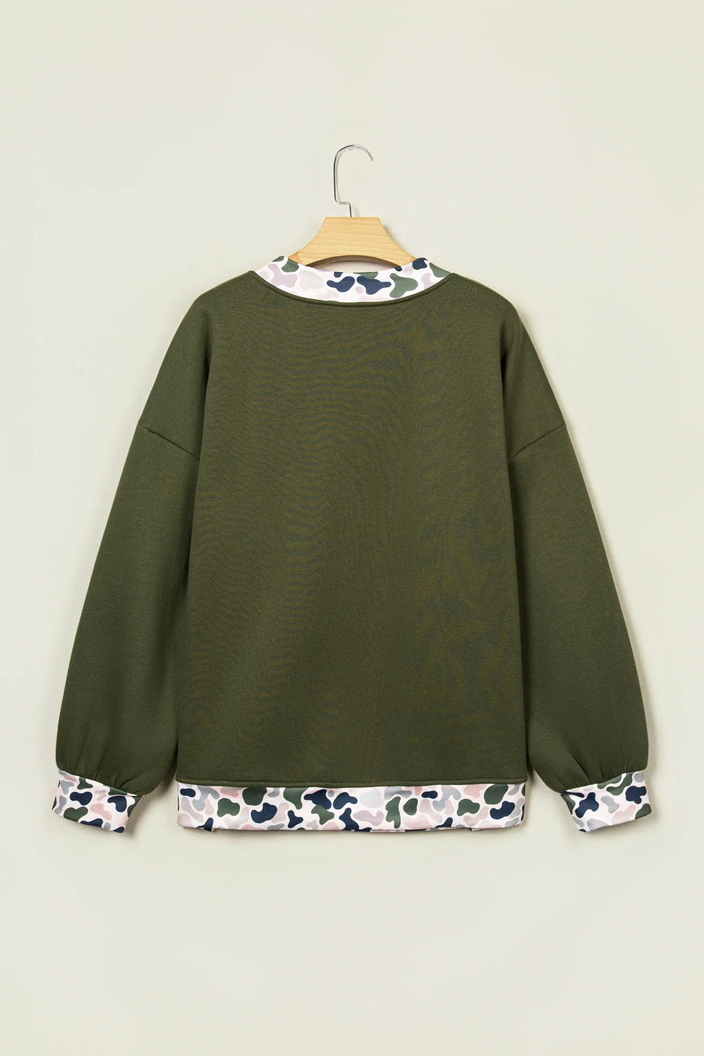 JESUS/MALLARD Letter Print Contrast Mock Neck Sweatshirt