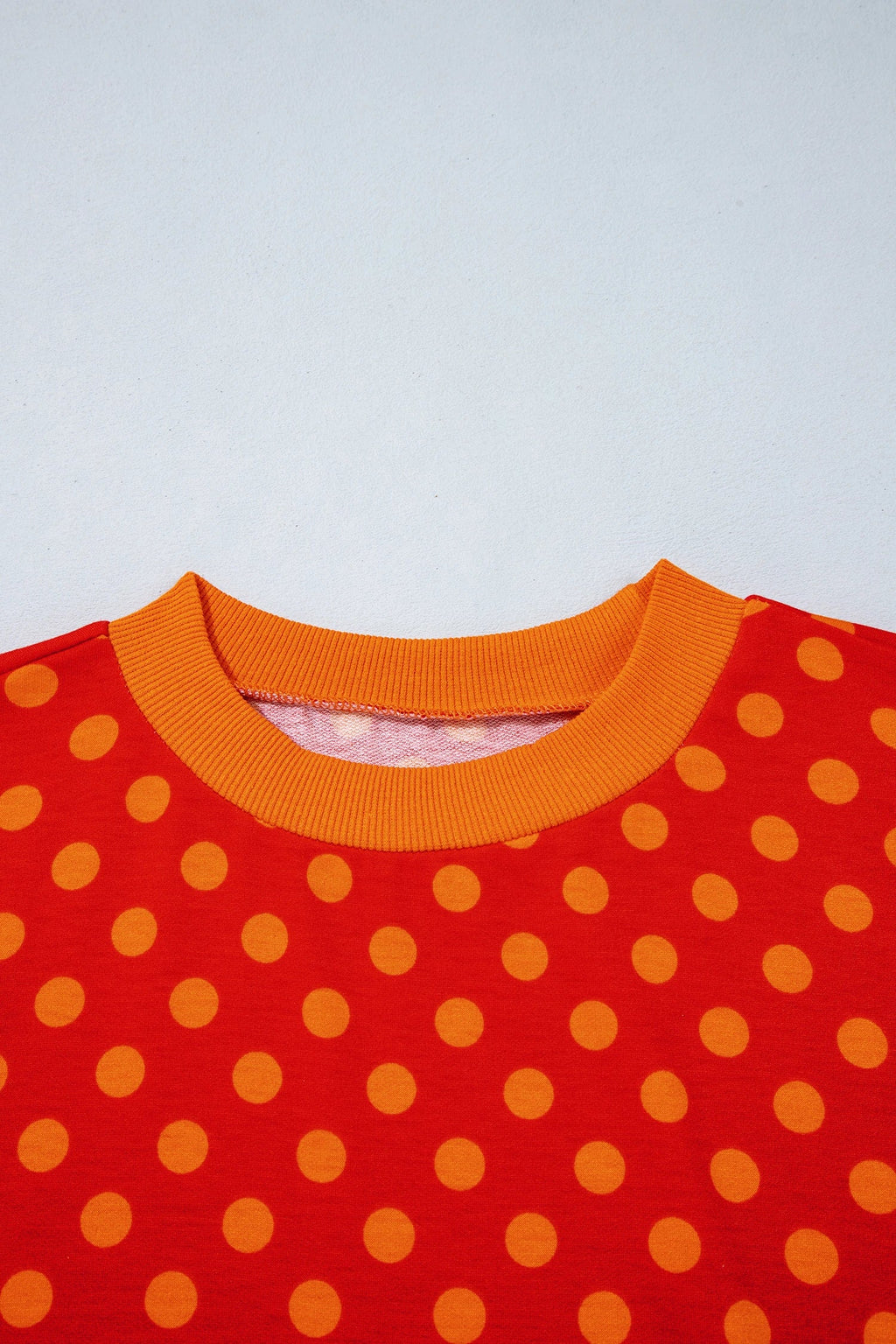 Polka Dot Contrast Trim 3/4 Sleeve Top
