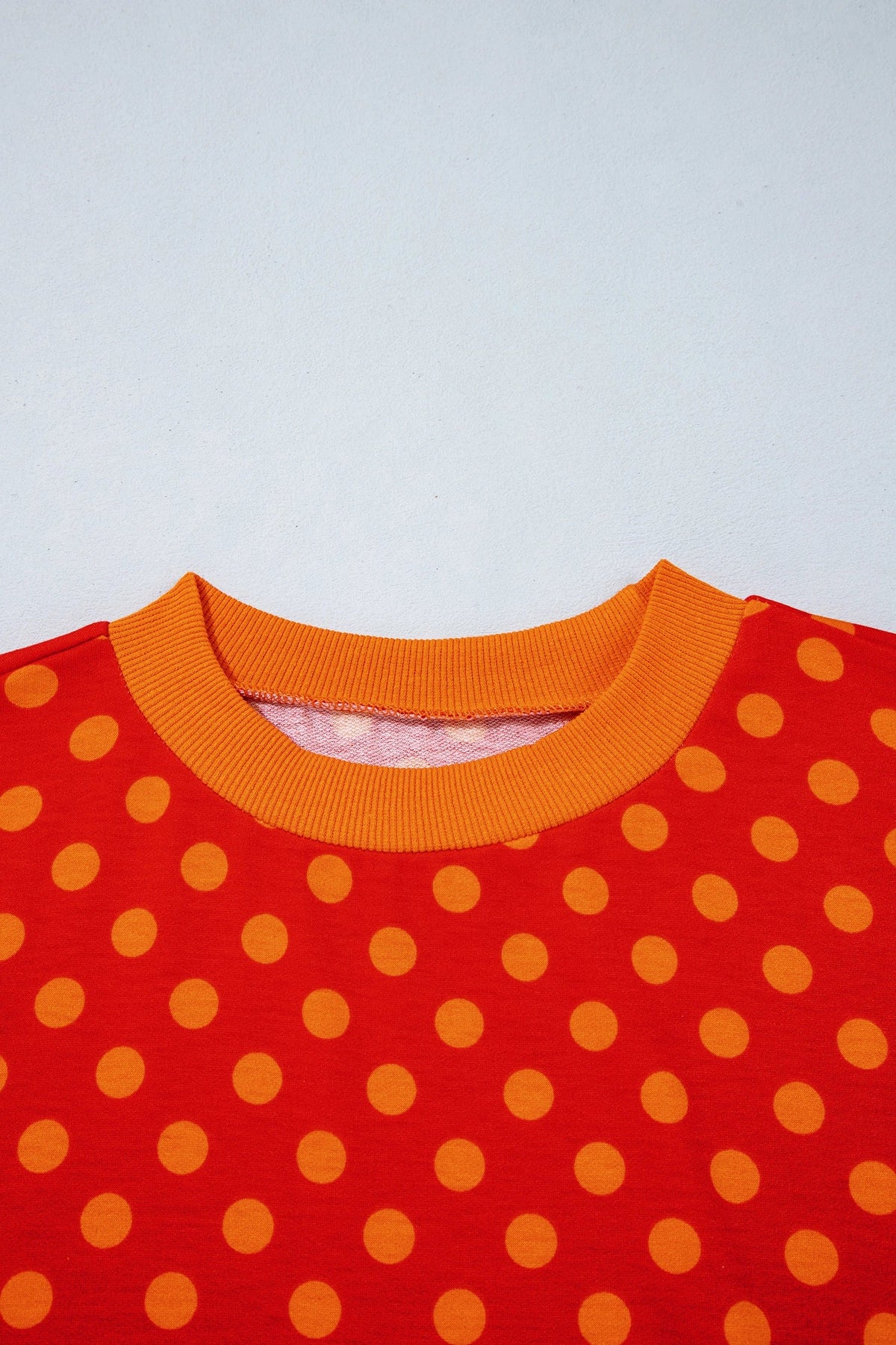 Polka Dot Contrast Trim 3/4 Sleeve Top
