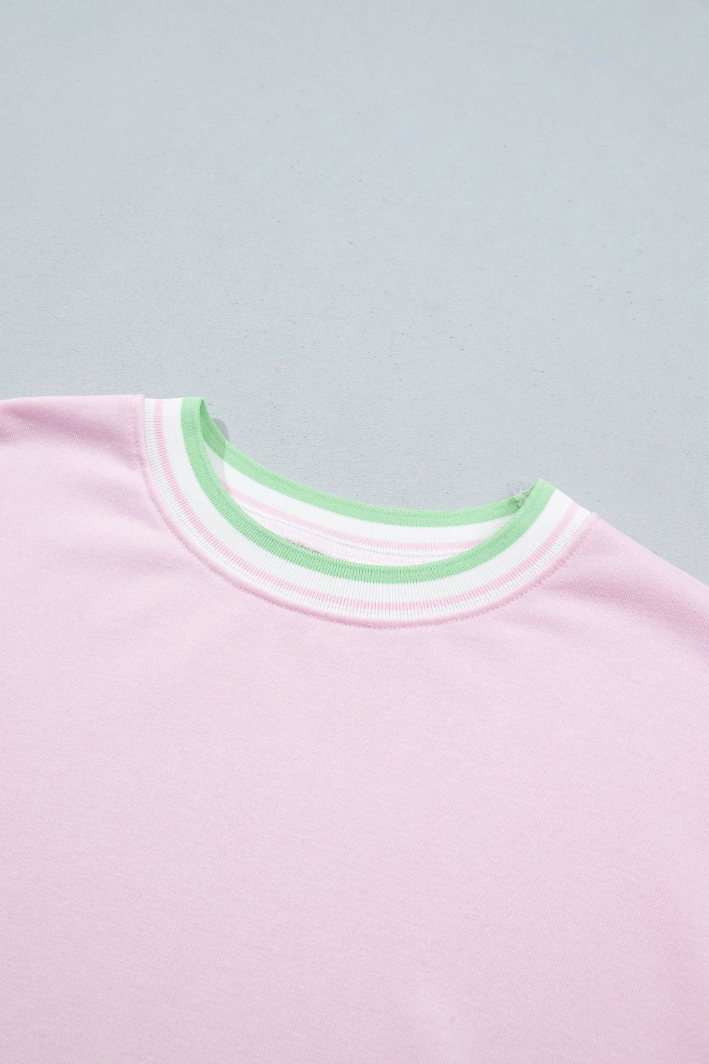 Stripe Contrast Trim Drop Shoulder Sweatshirt