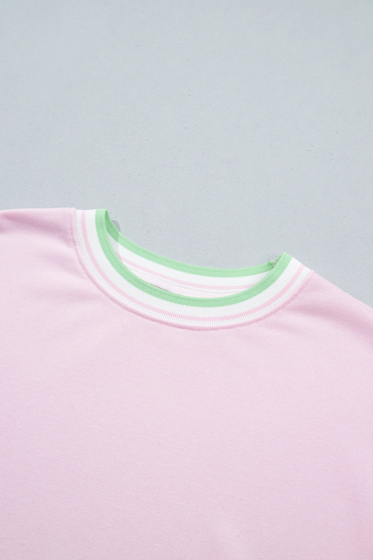 Stripe Contrast Trim Drop Shoulder Sweatshirt