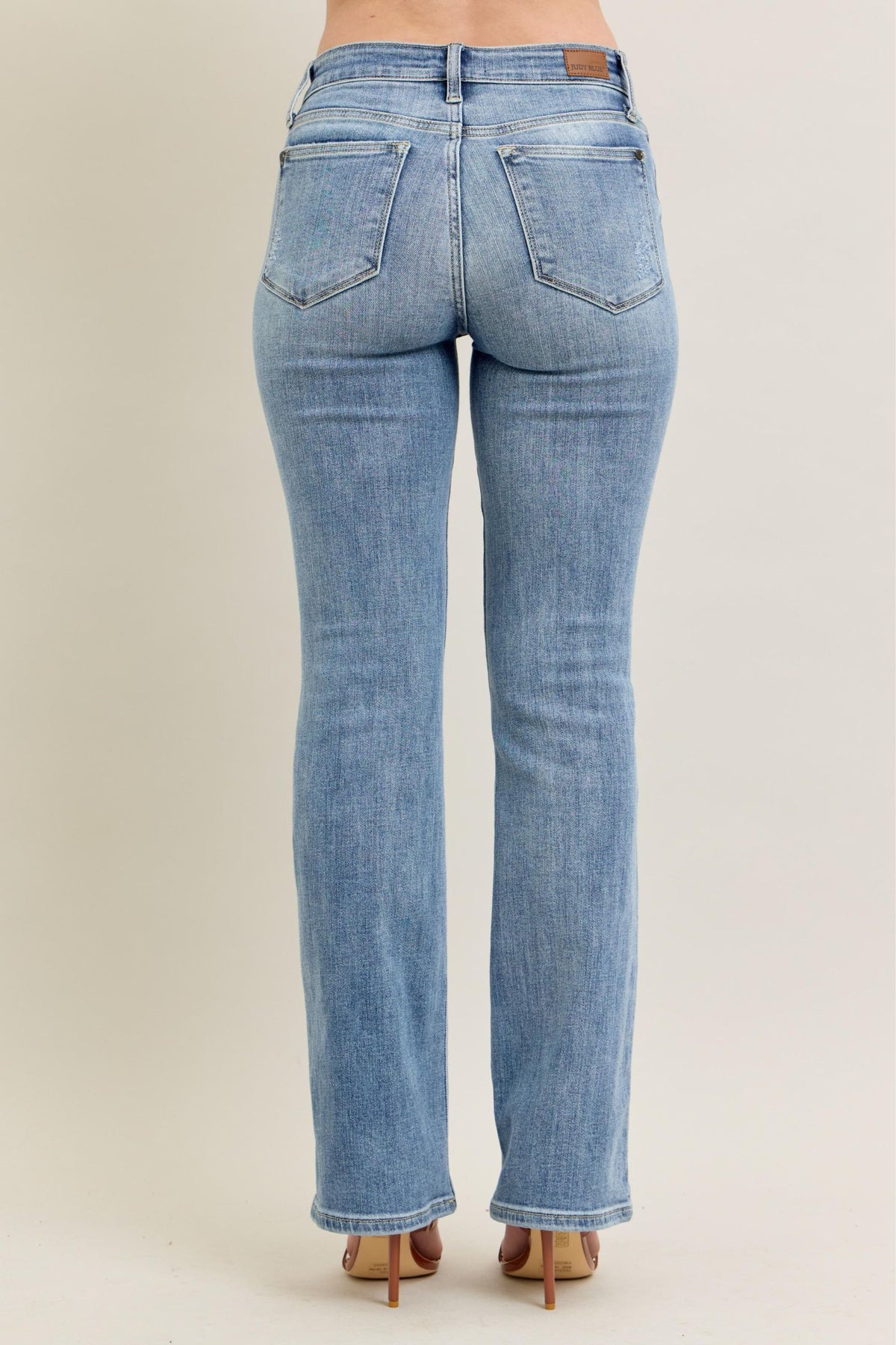 Judy Blue Mid Rise Core Light Wash Bootcut Jeans for Women – Stretch Denim, 32.5" Inseam