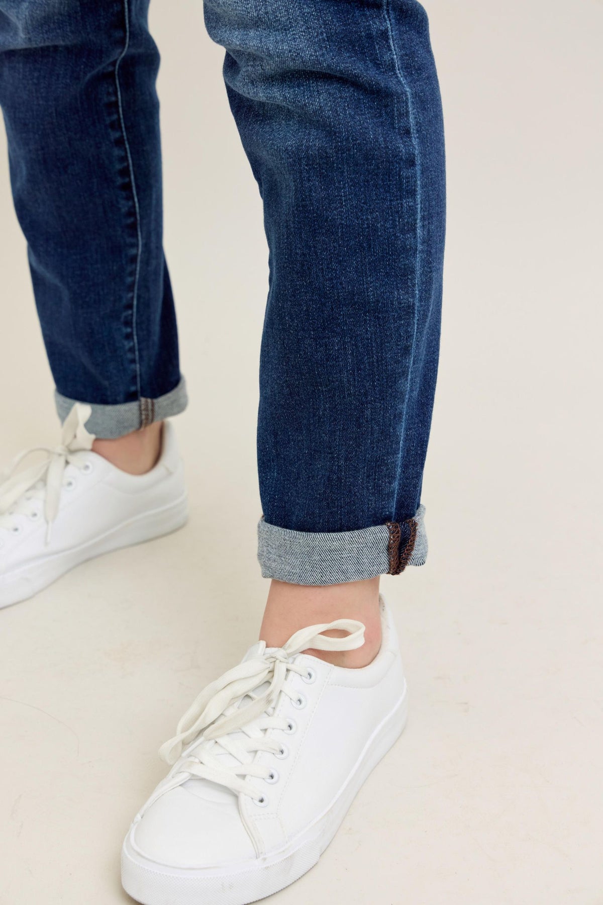 Judy Blue Classic Mid Rise Medium Wash Cuffed Slim Fit Jeans