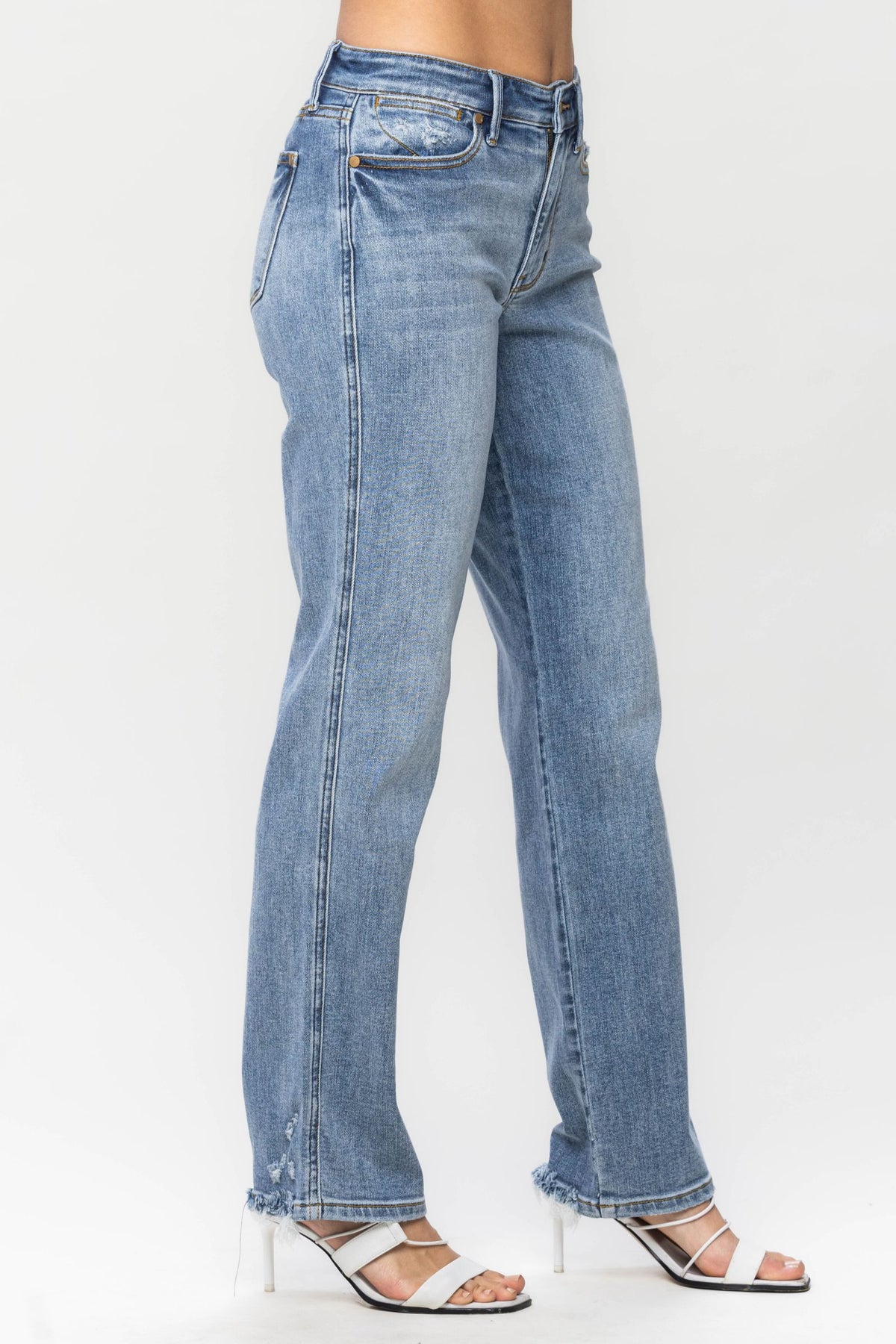 Judy Blue Mid Rise Cell Phone Pocket Dad Straight Leg Jeans