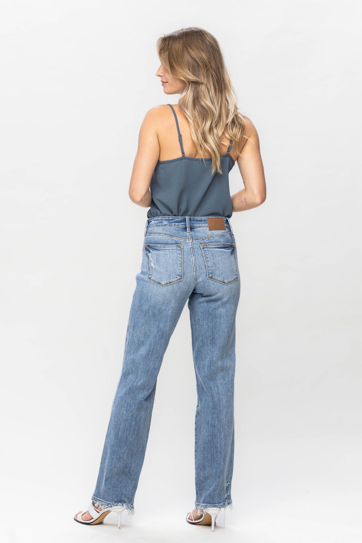 Judy Blue Mid Rise Cell Phone Pocket Dad Straight Leg Jeans