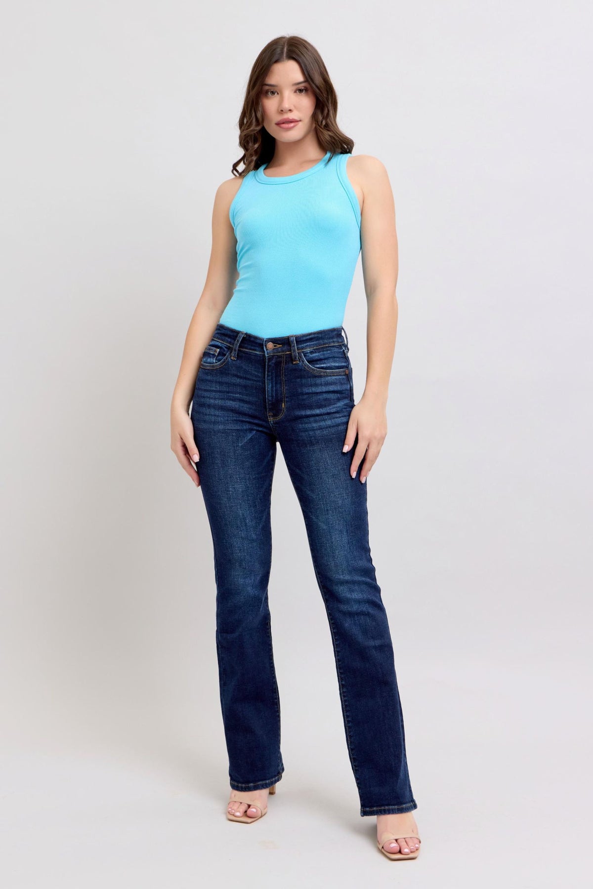 Judy Blue Mid Rise Dark Wash Classic Bootcut, Inseam 32"