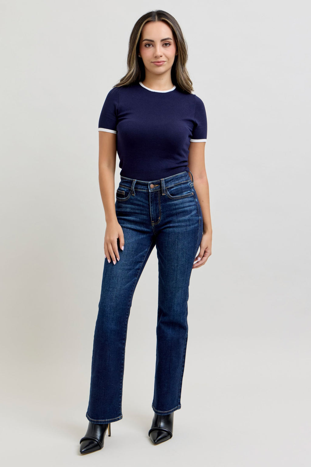 Judy Blue Mid Rise Dark Wash Classic Bootcut, PETITE 29" Inseam (BESTSELLER)