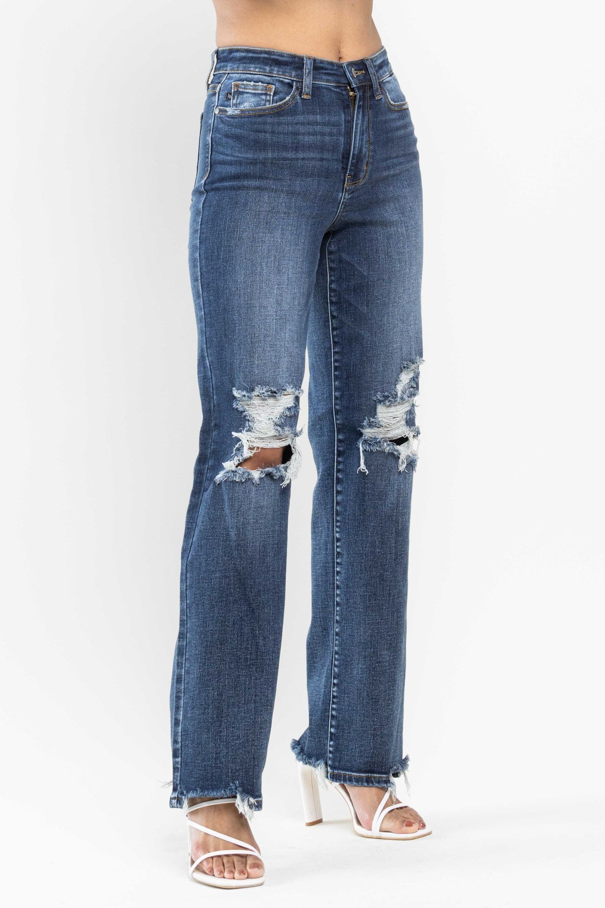 Judy Blue High Waist 90's Knee Destroy Straight