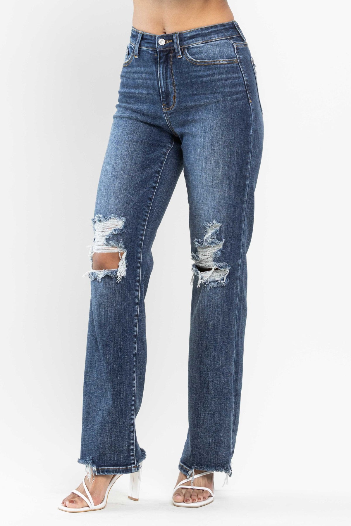 Judy Blue High Waist 90's Knee Destroy Straight
