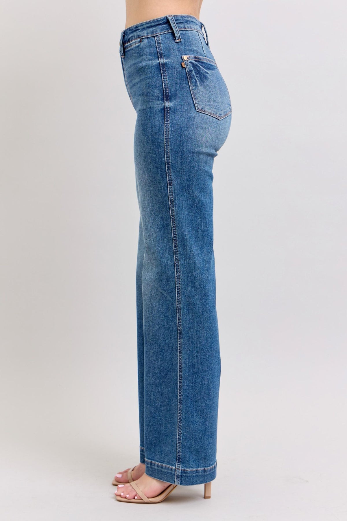 Judy Blue High Waist Straight Denim Trouser, Inseam 32"