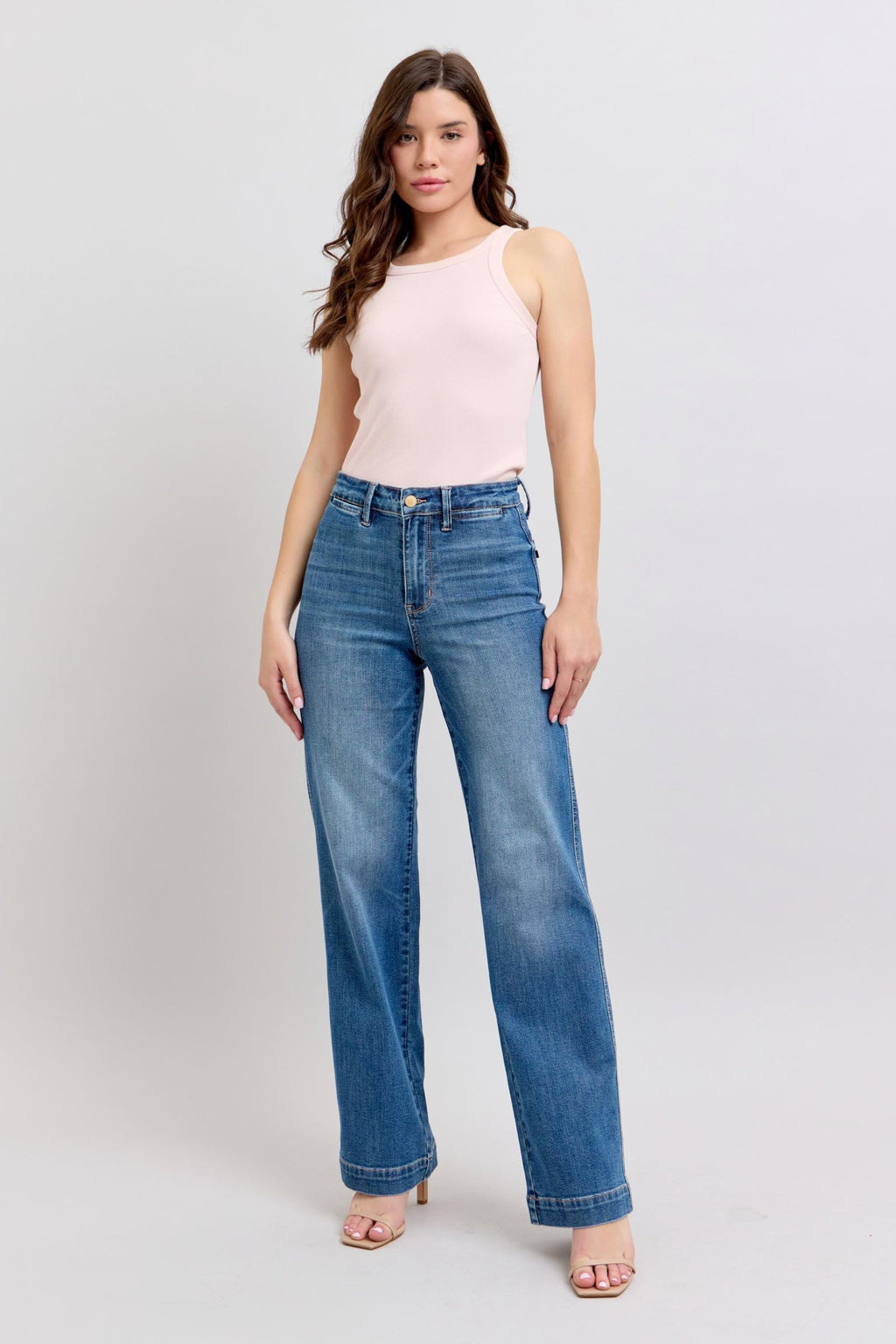 Judy Blue High Waist Straight Denim Trouser, Inseam 32"
