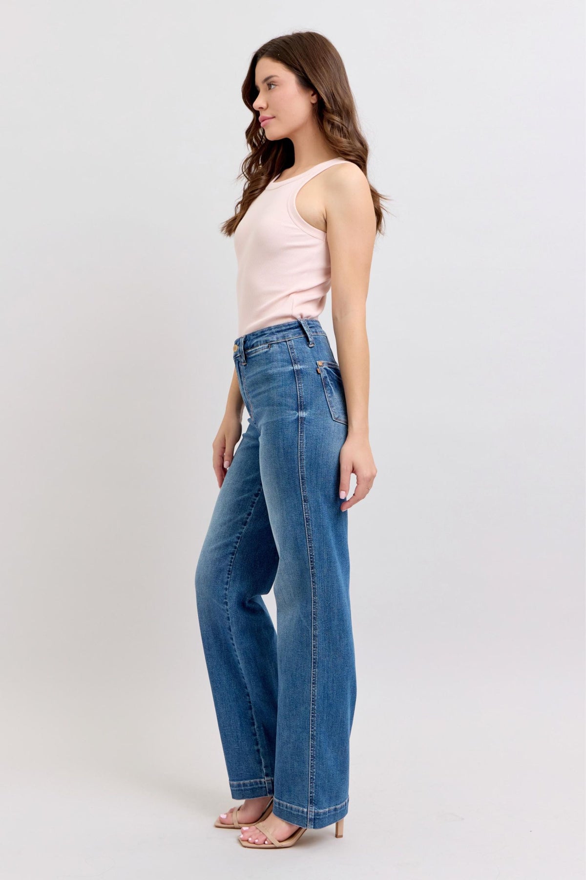 Judy Blue High Waist Straight Denim Trouser, Inseam 32"