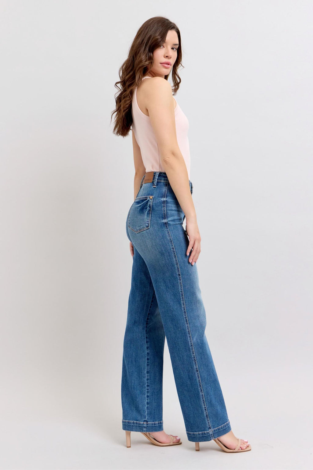 Judy Blue High Waist Straight Denim Trouser, Inseam 32"