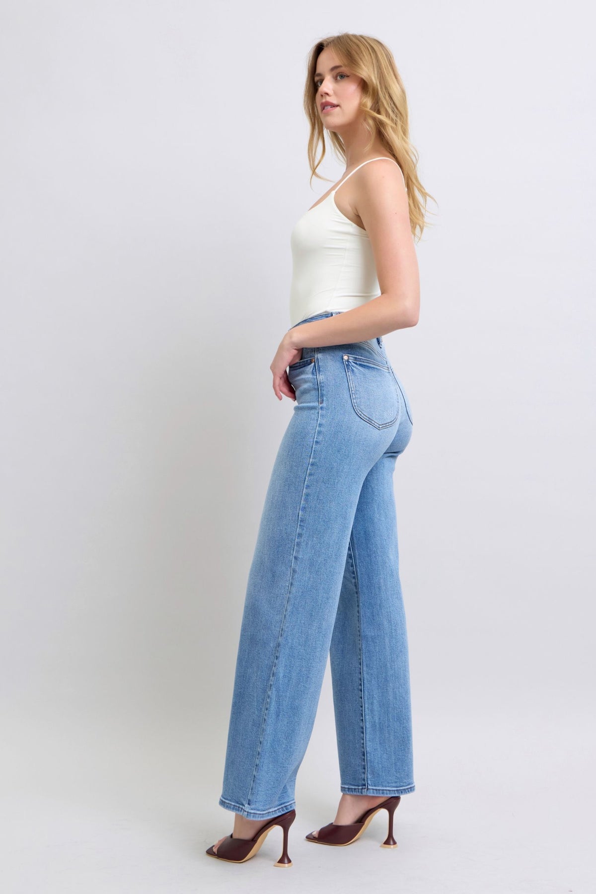 Judy Blue High Waist Vintage Wash Retro Wide Leg, Inseam 33"