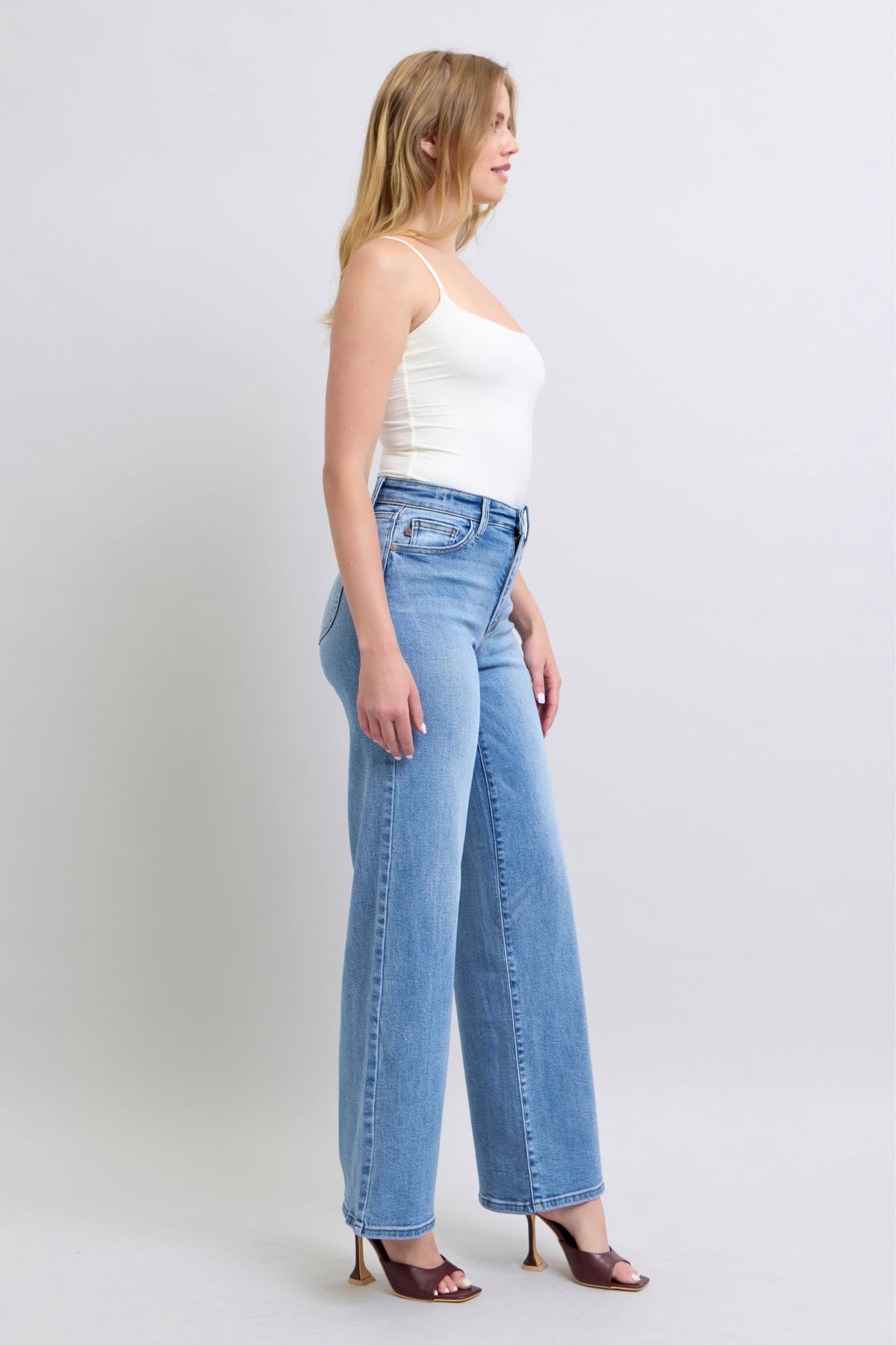 Judy Blue High Waist Vintage Wash Retro Wide Leg, Inseam 33"