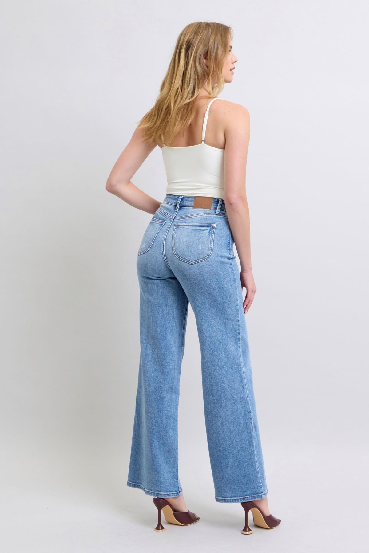 Judy Blue High Waist Vintage Wash Retro Wide Leg, Inseam 33"