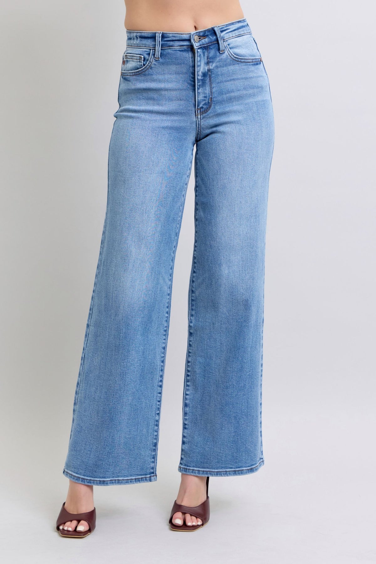 Judy Blue High Waist Vintage Wash Retro Wide Leg, Inseam 33"