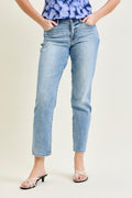 Judy Blue Mid Rise Vintage Wash Slim Fit Jeans with Cell Phone Pocket, Inseam 2"