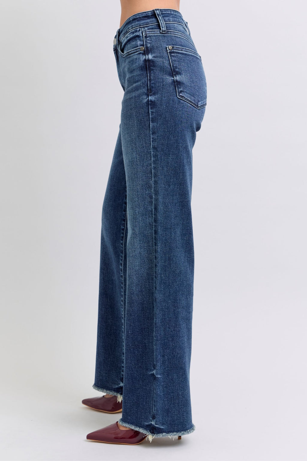 Judy Blue Mid Rise Vintage Dark Wash Wide Leg Jeans
