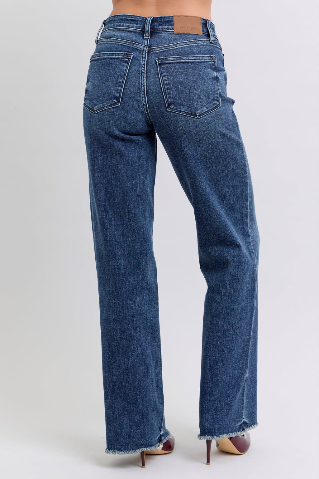 Judy Blue Mid Rise Vintage Dark Wash Wide Leg Jeans