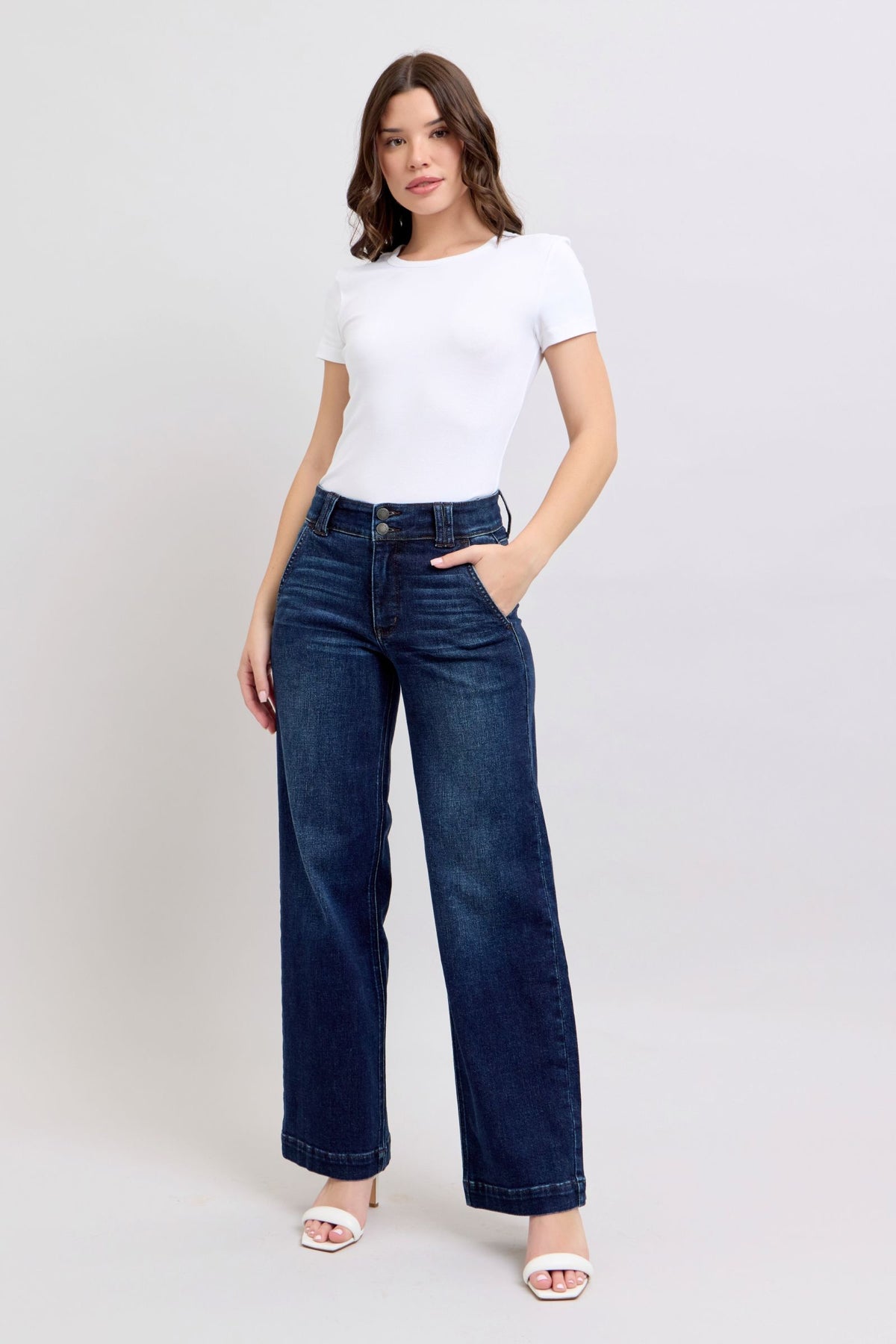 Judy Blue High Rise Wide-Leg Jean Dark Wash, Inseam 32"