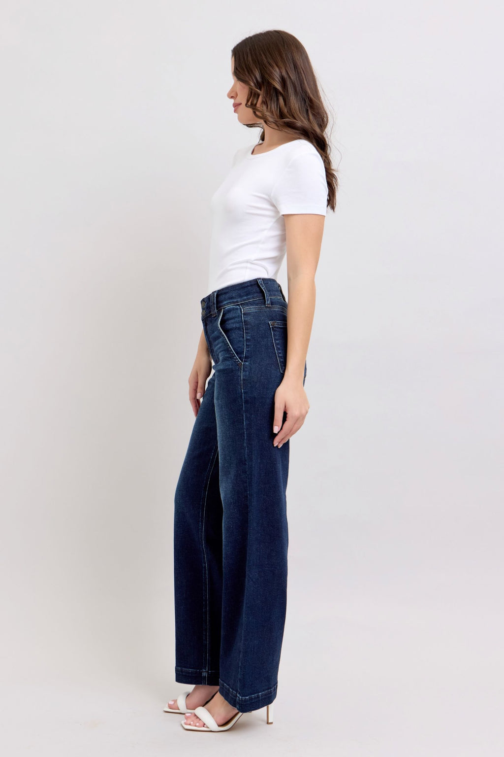 Judy Blue High Rise Wide-Leg Jean Dark Wash, Inseam 32"