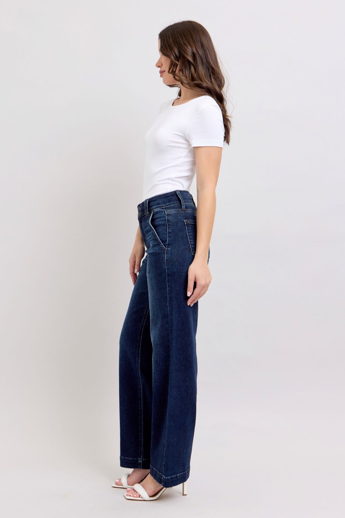 Judy Blue High Rise Wide-Leg Jean Dark Wash, Inseam 32"