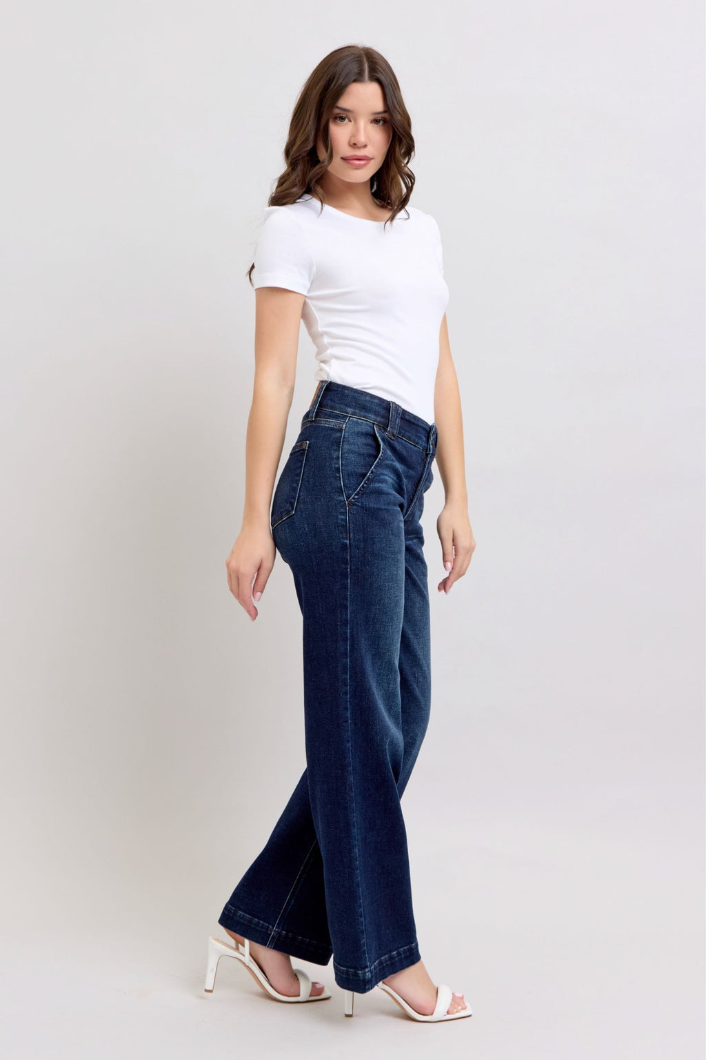 Judy Blue High Rise Wide-Leg Jean Dark Wash, Inseam 32"