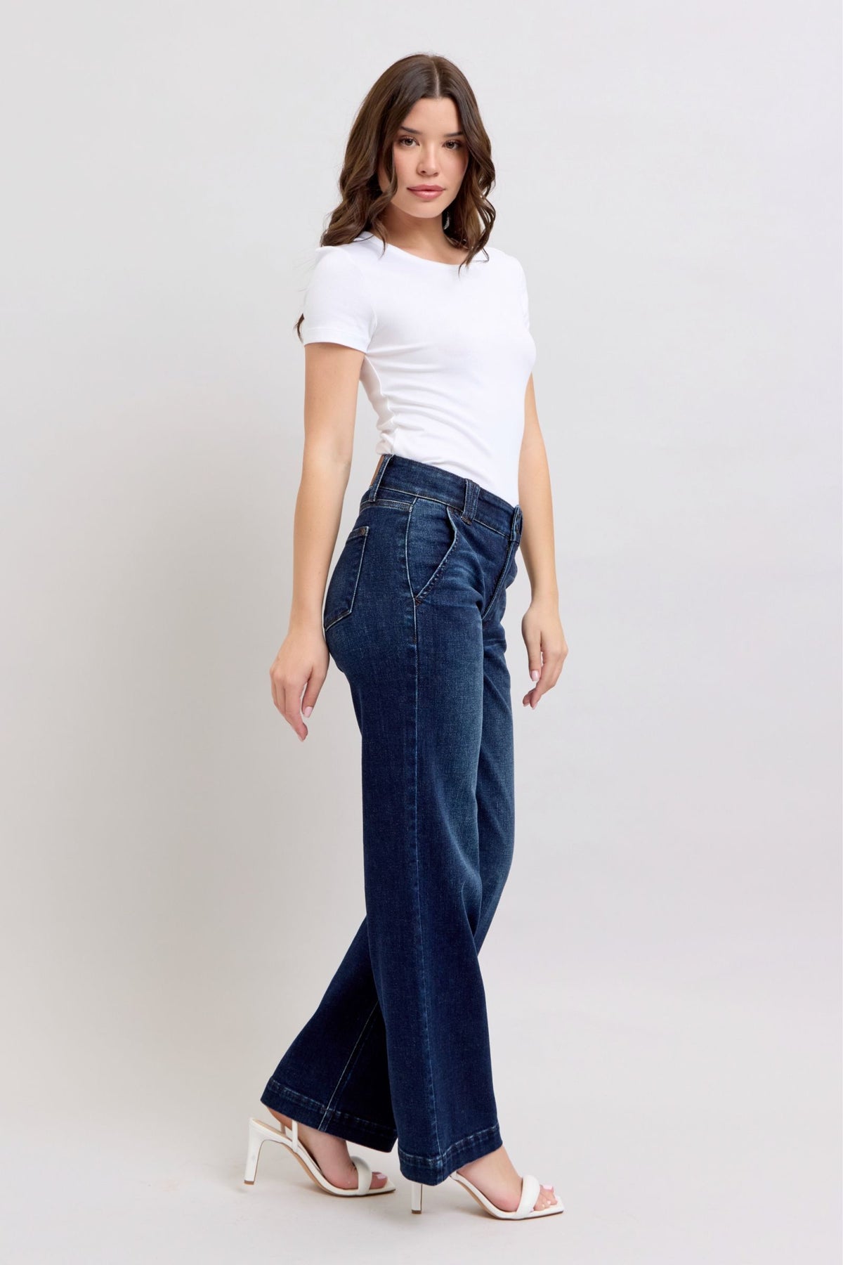 Judy Blue High Rise Wide-Leg Jean Dark Wash, Inseam 32"