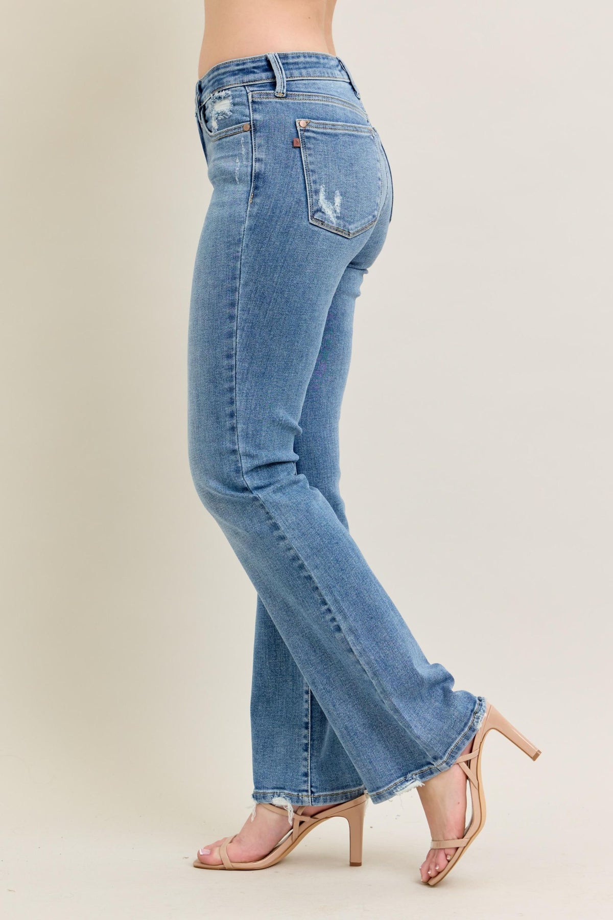 Judy Blue Mid Rise Vintage Wash Bootcut Jeans, Inseam 32"