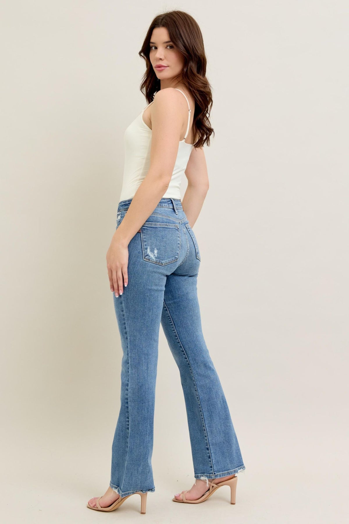 Judy Blue Mid Rise Vintage Wash Bootcut Jeans, Inseam 32"