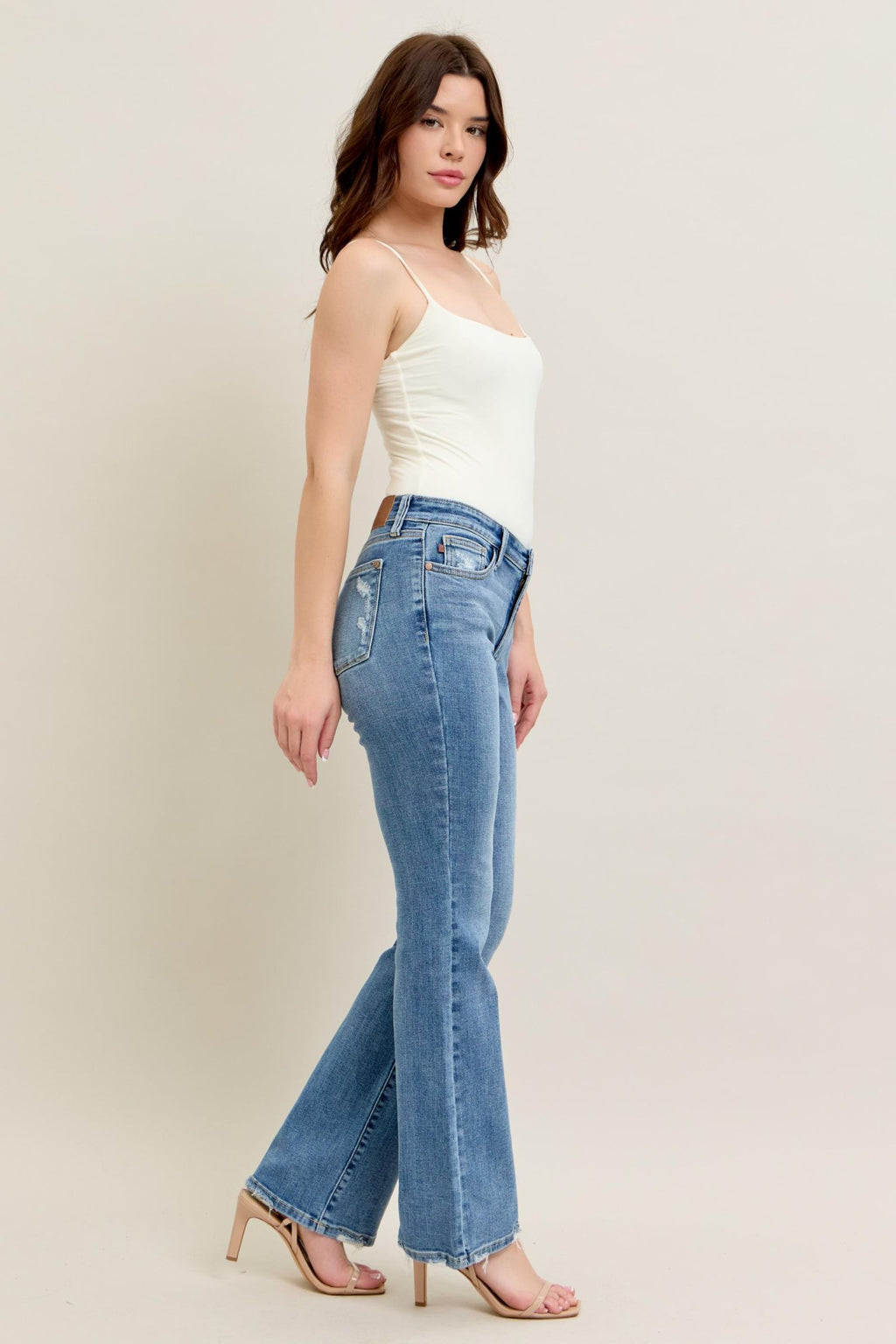 Judy Blue Mid Rise Vintage Wash Bootcut Jeans, Inseam 32"