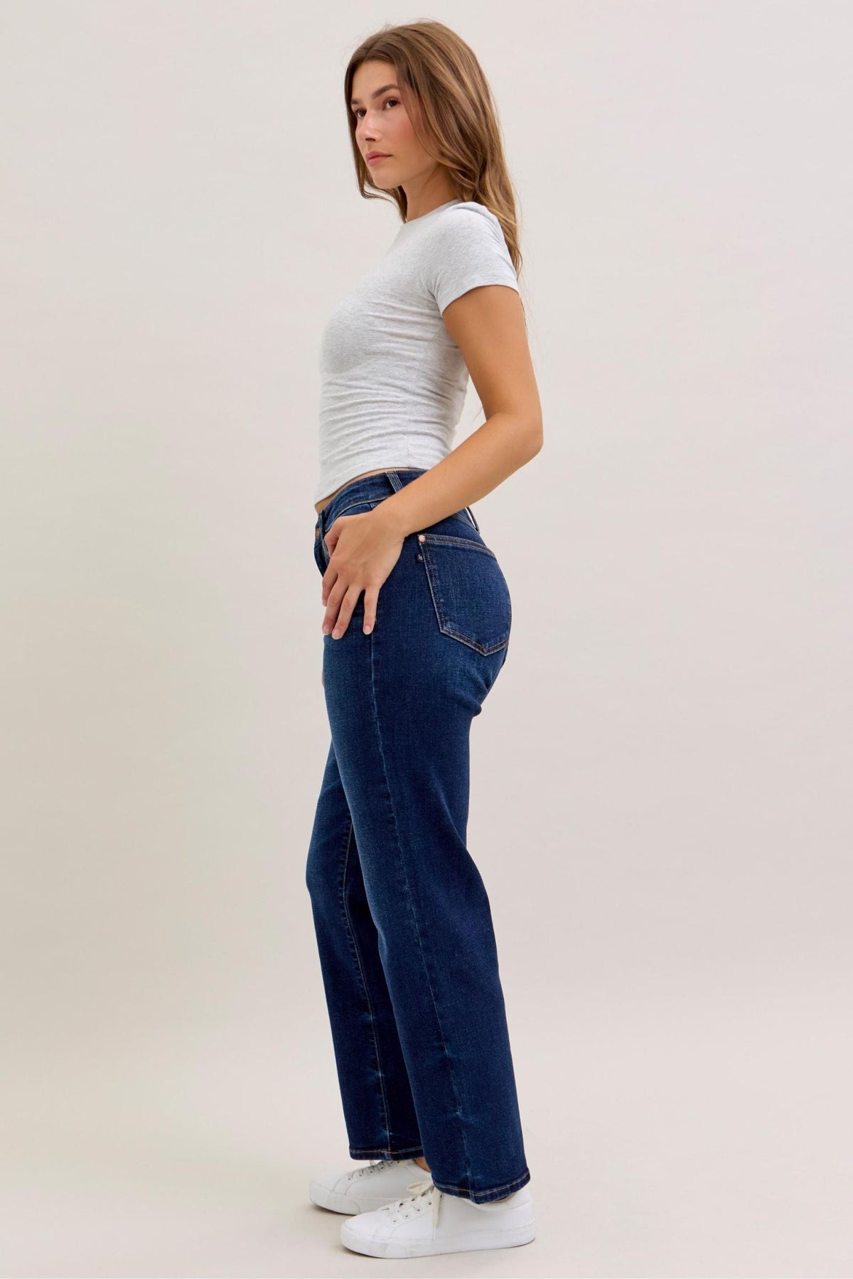Judy Blue Classic Dark Wash Mid Rise Straight - Short Inseam 30"