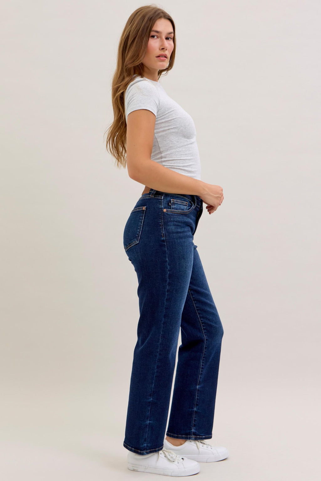 Judy Blue Classic Dark Wash Mid Rise Straight - Short Inseam 30"