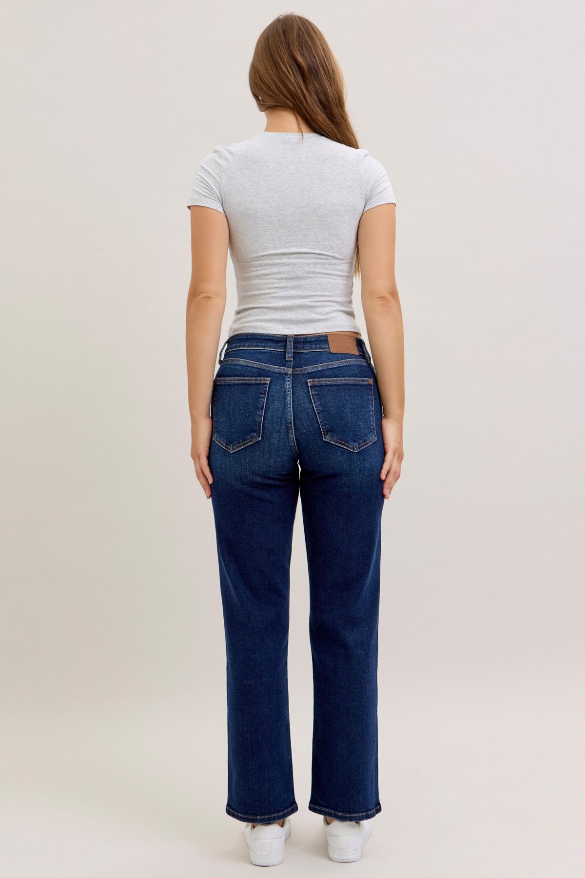 Judy Blue Classic Dark Wash Mid Rise Straight - Short Inseam 30"
