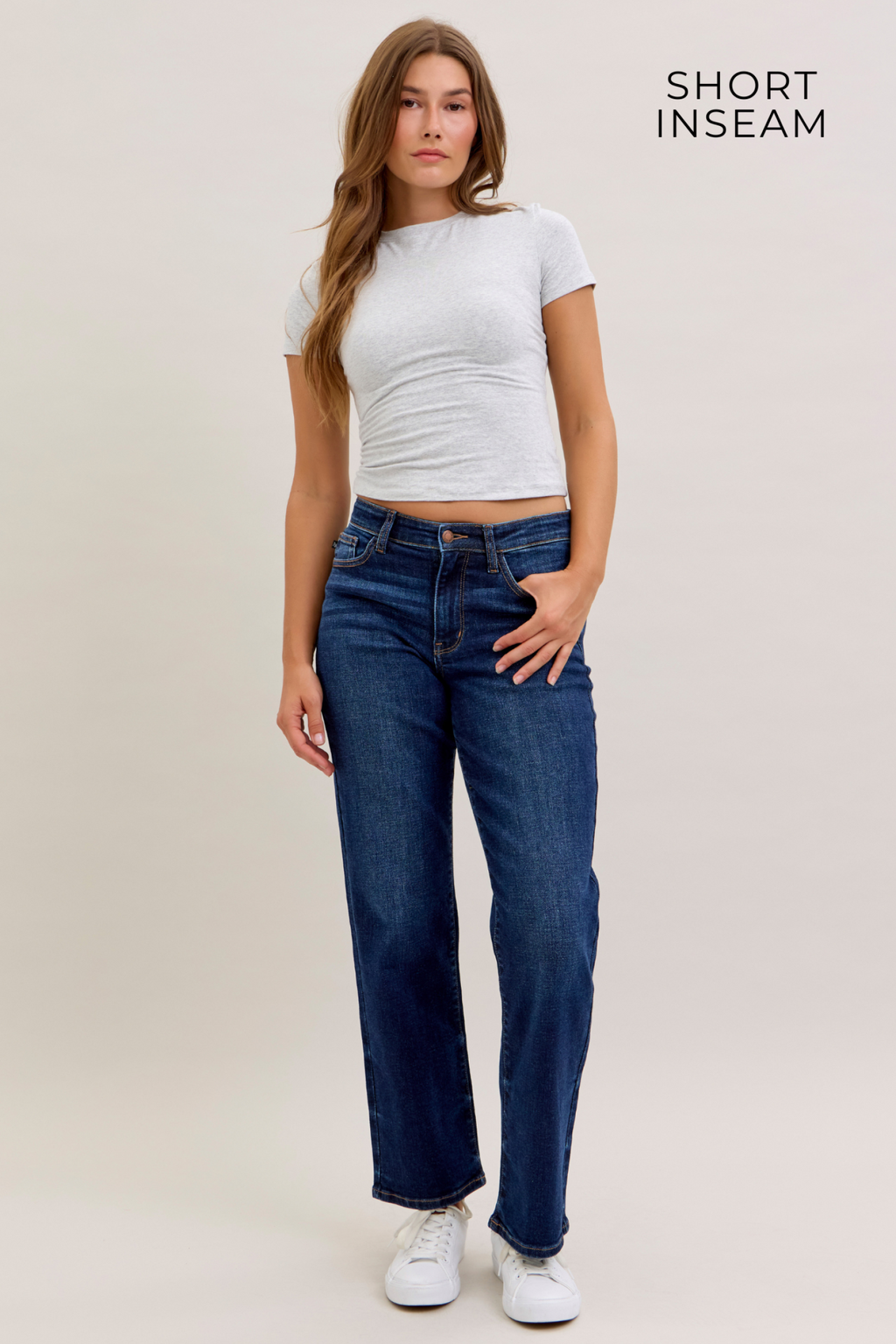 Judy Blue Classic Dark Wash Mid Rise Straight - Short Inseam 30"