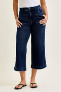 Judy Blue High Waist Dark Wash Ankle Wide Trouser Jeans, Inseam 28"