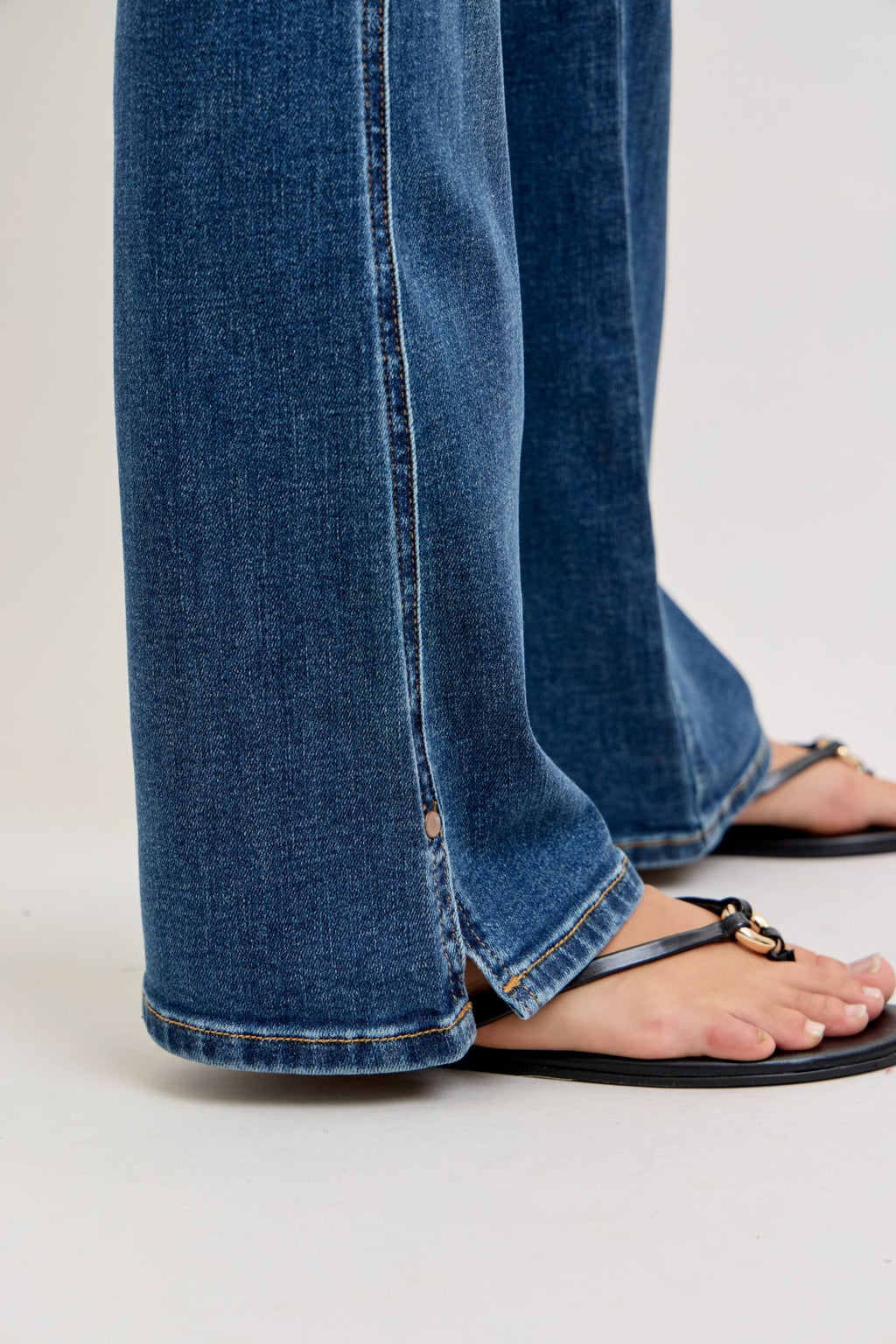 Judy Blue Mid Rise Bootcut Jeans with Side Slit and Cell Phone Pocket, Inseam 32"
