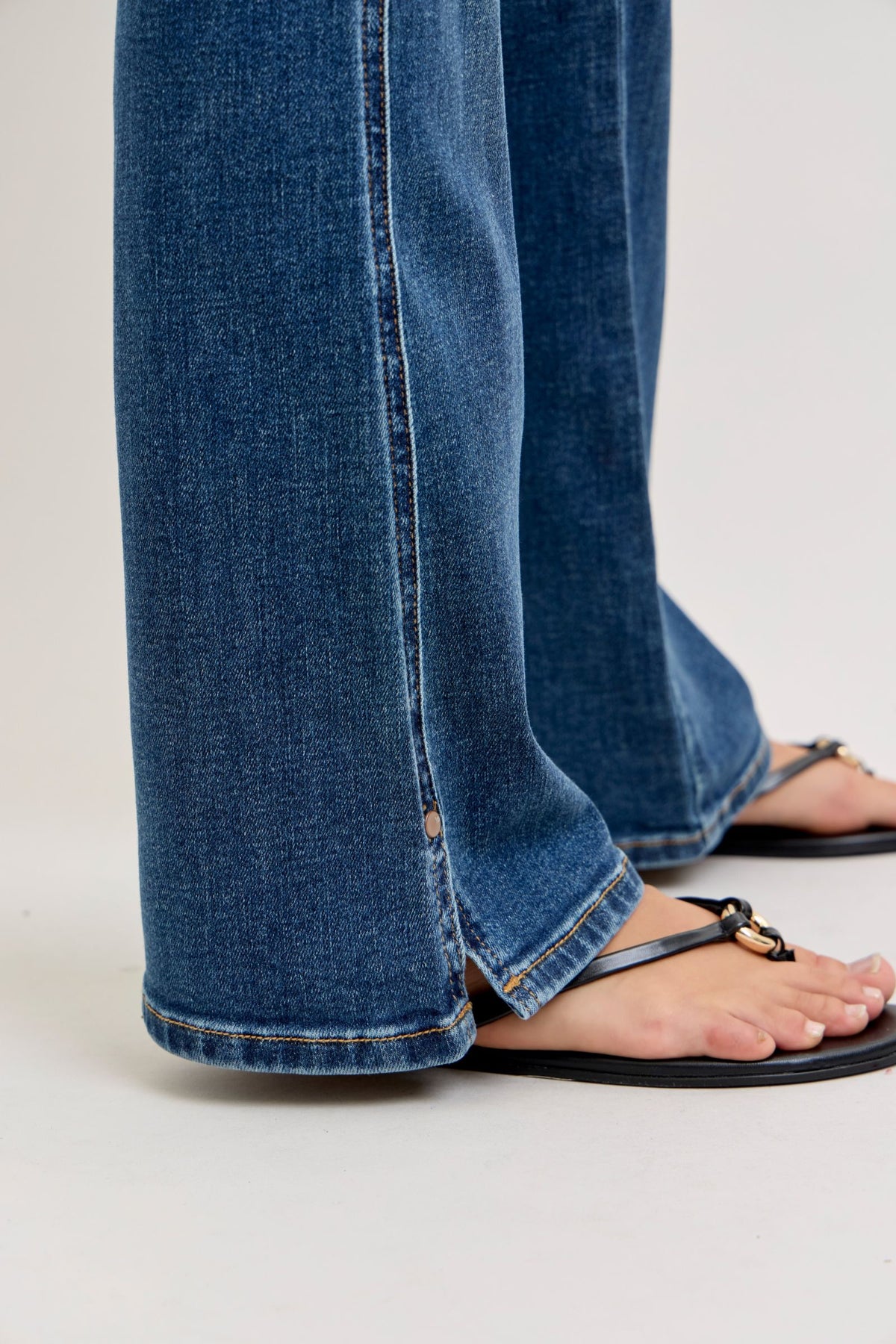 Judy Blue Mid Rise Bootcut Jeans with Side Slit and Cell Phone Pocket, Inseam 32"