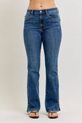 Judy Blue Mid Rise Bootcut Jeans with Side Slit and Cell Phone Pocket, Inseam 32"