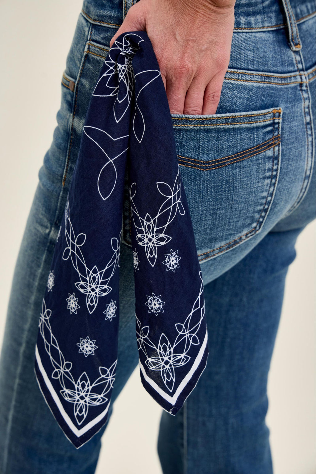 Judy Blue Mid Rise Flare Jeans for Women – Stretch Denim, Triple Needle Back Pockets, Bandana Loop Detail, 33" Inseam
