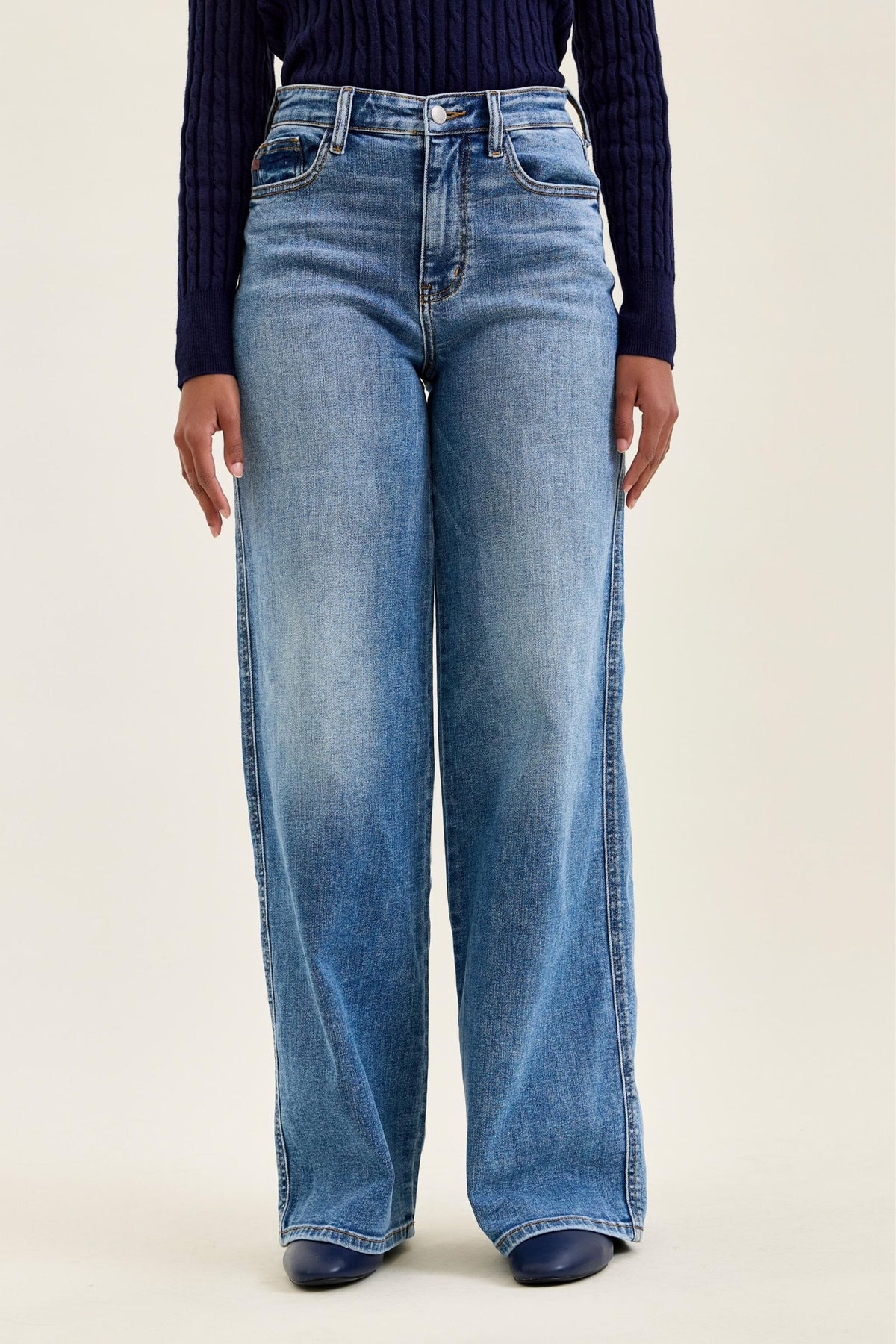 Judy Blue High Waist Angelina Column Straight Classic Soft Indigo Wash - Inseam 32"