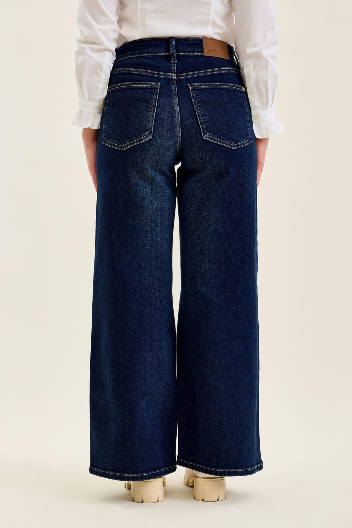 Judy Blue High Waist Lux Retro Wide Dark Twilight Blue Wash, PETITE, Inseam 30"
