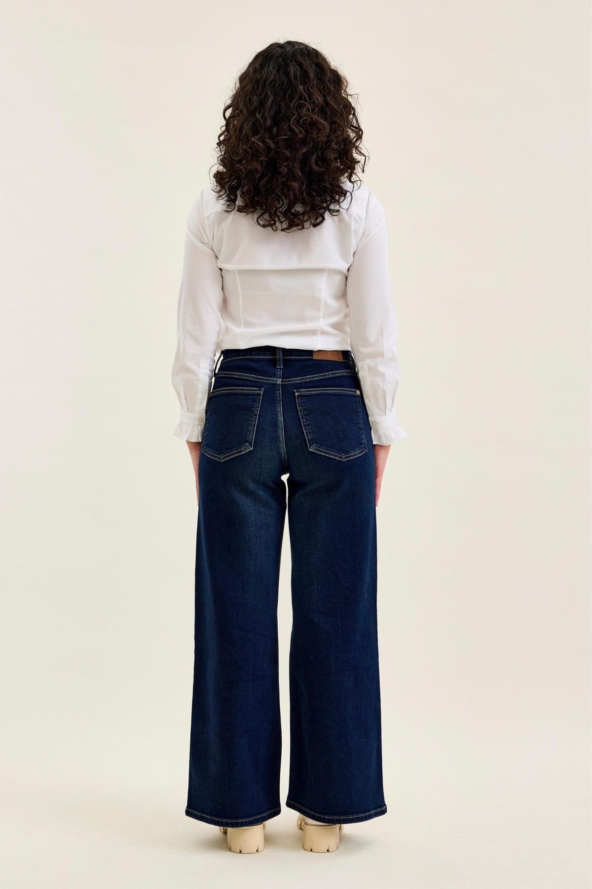 Judy Blue High Waist Lux Retro Wide Dark Twilight Blue Wash, PETITE, Inseam 30"